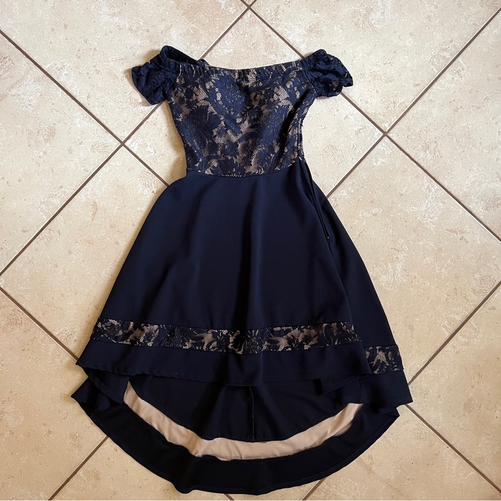 Jodi Kristopher Preowned Off the Shoulder High Low Dress